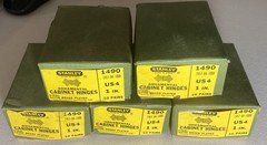 Vintage NOS Stanley Ornamental Cabinet Hinges 48 Pairs Brass 1490 w/ Screws