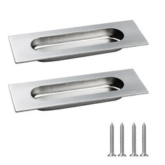 2 PCS 120mm Flush Sliding Closet Door Pulls Pocket Handles Brushed Steel