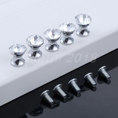5Pc Diamond Shape Cupboard Furniture Clear Glass Handles Cabinets Pull Door Knob