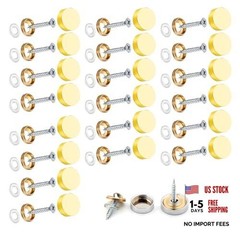 20 Sets Mirror Screws Caps 16mm Decorative Brushed Covers 16mm, Brass 20x Gold