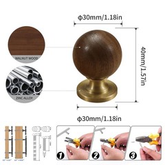 6 PCS Large Beech Wood Cabinet Door Handles Drawer Pulls SingleHole Knobs