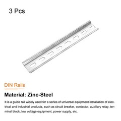 DIN Rail Slotted Zinc Steel Mounting Guide 8″ x 1.4″ x 0.3″ Pack of 3 Pcs