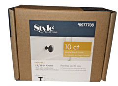 Style Selections Cabinet Knob Round Traditional Matte Black 10 Count 1-3/16 inch