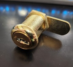 Keyed Drawer and Cabinet Cam Lock 13/16 in. Steel, Brass Plated U-9941