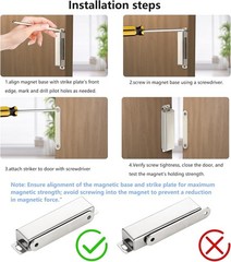 2 Pack | Heavy-Duty Magnetic Door Catch – 90lb Pull Large-90Lbs, Silver