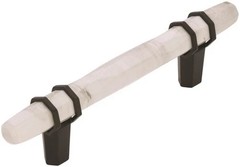 Amerock Carrione 3-3/4 in. Marble White/Black Bronze Cabinet Drawer Bar Pull