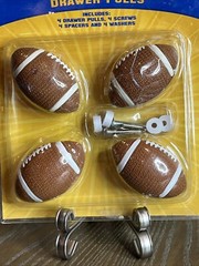 All-Star Decor (1S102) 4 Football Ball Drawer Pulls With Hardware NEW