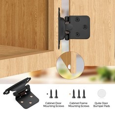 50 Pack (25 Pairs) Matte Black Cabinet Hinges Kitchen Doors, Self-Closing 1/2”