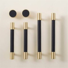 3.78” 5” 8.8″ Brass Leather Cabinet Door Handles Colorful Dresser Drawer Knobs