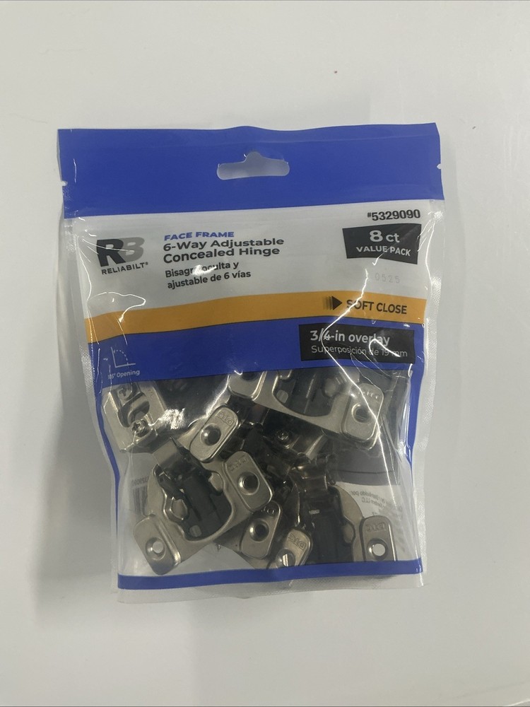 Reliabilt Face Frame 6 Way Adjustable Concealed Hinge 5329077 8 Count