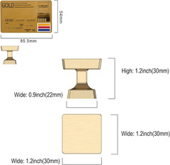 Amerdeco 10 Pack Brushed Gold Cabinet Knobs 1.2 Inch(30mm) Gold Kitchen Cabinet