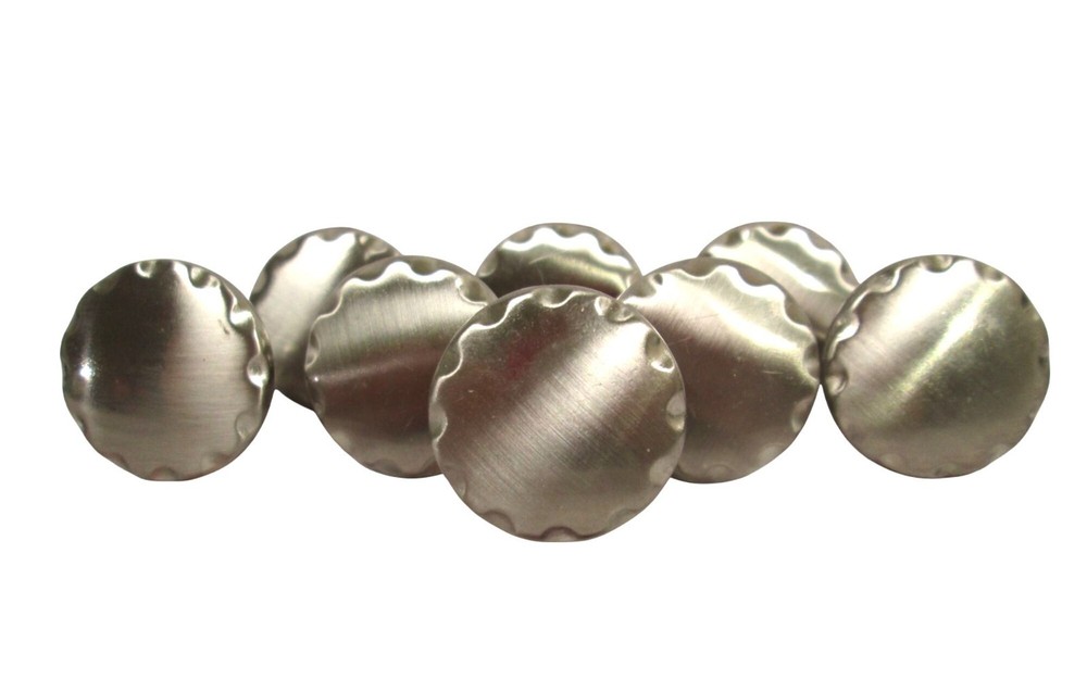 Vintage Brushed Nickel Silver Drawer Cabinet Pull Lot Round Scalloped Edge MCM