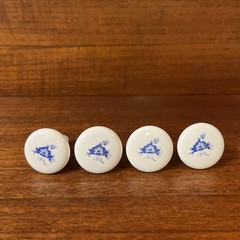 4 Vintage 1950s Porcelain Cornflower Drawer Handle Knobs Drawer/Cabinet Pulls
