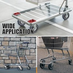 8 Pack 5″ Shopping Cart Replacement Wheels Kit, TPU Wheels with Nuts | Grey