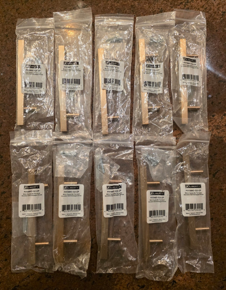 Lot of 10 Liberty P37280C-CZ-CP Square 3-3/4 in (96mm) Pull in Champagne Bronze