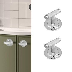 2 Pack Adhesive Knobs Polished Stick on Drawer Pulls Peel Single Hole Chrome