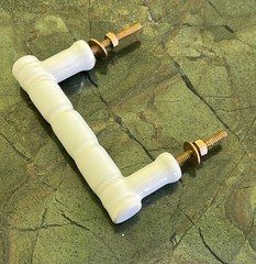 Vintage White Ceramic Porcelain Bamboo Style Drawer Handle or Cabinet Pull