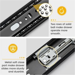 22 Inch Black Soft Close Drawer Slides 12 Pack 6 Pair Full Extension Goldenwarm