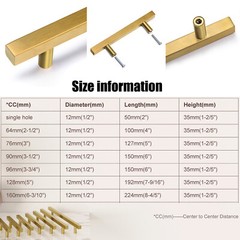 1-100Pack Kitchen Square Cabinet Handles T Bar Drawer Pull Knobs Stainless Steel