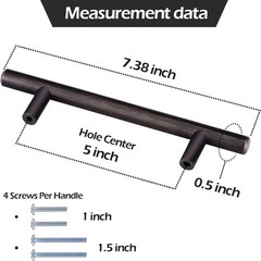 Bronze Solid Cabinet Handles 5 Inch Hole Center 1/2 Inch Diameter 10 PCS