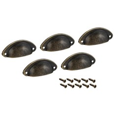 Cup Drawer Pull Kitchen Cabinet Handles Bronze Tone, 40mm Hole Centers, 5pcs
