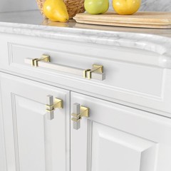 10 Pack Brushed Satin Nickel and Gold Cabinet Knobs 1.46 Inch(37mm) Single Hole