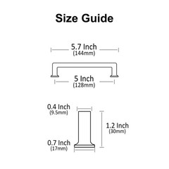 6 Pack 5 Inch 128mm Brushed Gold Cabinet Pulls Square Kitchen Hardware