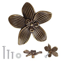 2.4 Inch Antique Brass Flower Cabinet 8 Pack Antique Brass Bronze(2.4inch)