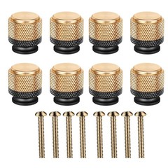 8Pieces Gold Black Aluminum Alloy Knobs for Multipurpose Home Applications