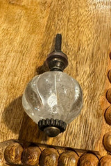 Scalloped Heavy Clear Glass Antique-Brass Knob Cabinet Pull Furniture Hardware