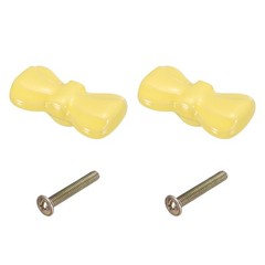 2 Pcs Ceramic Knobs, Butterfly Decorative Drawer Door Pulls with Screws, Yellow
