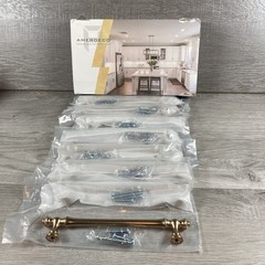 Amerdeco 8 Pack Brushed Brass Dresser/Cabinet Handles Pulls 8 Inch