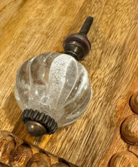 Heavy Clear Pumpkin Glass Antique-Brass Knob Cabinet Pull Door Drawer Hardware
