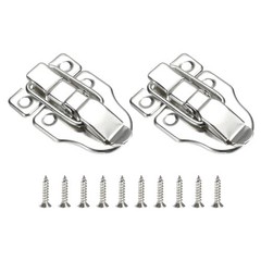 2Pcs Duck-billed Hasp Lock Retro Box Toggle Latch without Padlock Hole Silver