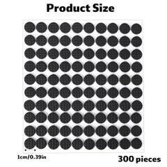 300pcs Mini Foam Felt Pads, 1cm/0.39in Diameter Circle Small Furniture Black