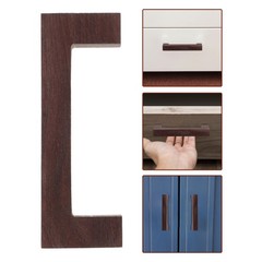 2Pcs Dark Brown Walnut Wood Cabinet Knobs Wood Drawer Handles for Home Use
