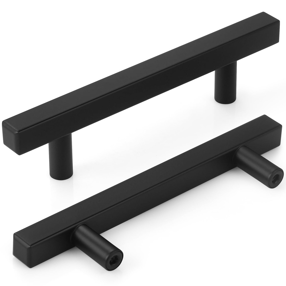 AEEKEL 30 Pack 6 inch Square Cabinet Handles Matte Black Drawer Pulls, 3-3/4 Hol