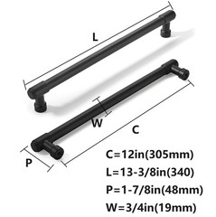 Matte Black Heavy Duty Appliance Cabinet Drawer Pulls 12 Inch Centers 1 PC