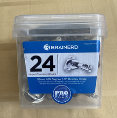 [24 Pack]BRAINERD 35 mm 105 Degree 1/2″ Overlay Hinges #H70223V-NP-B
