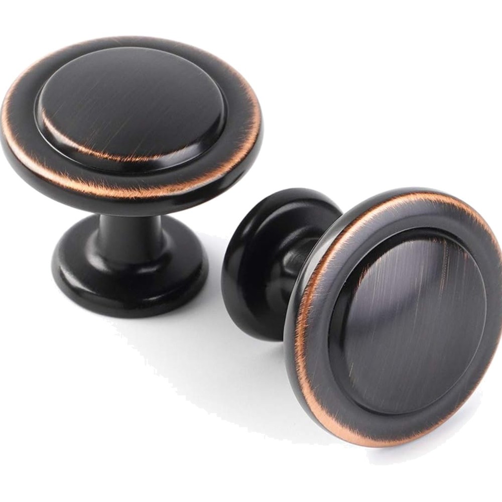 Round Cabinet Knobs Oil Rubbed Bronze Cabinet Pulls, Dia. 1-1/4 Inch, 10 Pack…