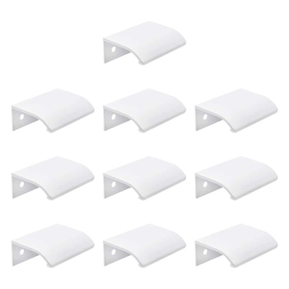 10 Pcs 1.97 Inch White Curved Edge Pull Handles, 1.26 Inch Hole Spacing