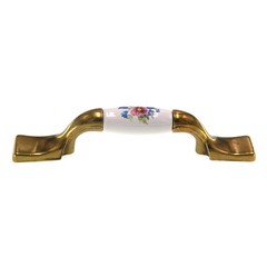 Amerock Royal Family Antique Brass White 3″ CTC Flower Cabinet Pull BP76240-FWB