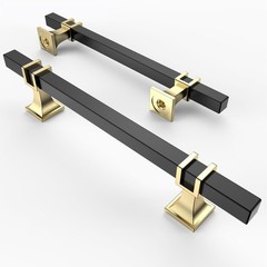 Asidrama 10 Pack 5 Inch(128mm) Matte Black and Gold Kitchen Cabinet Handles