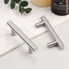 Probrico 5 Pack 3-3/4 Inch Cabinet Handles hole center 3-3/4″, Brushed Nickel