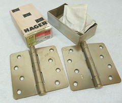 NOS VINTAGE HINGES USA HAGER RC1741 4″ X 4″ DULL ROUND CORNER H