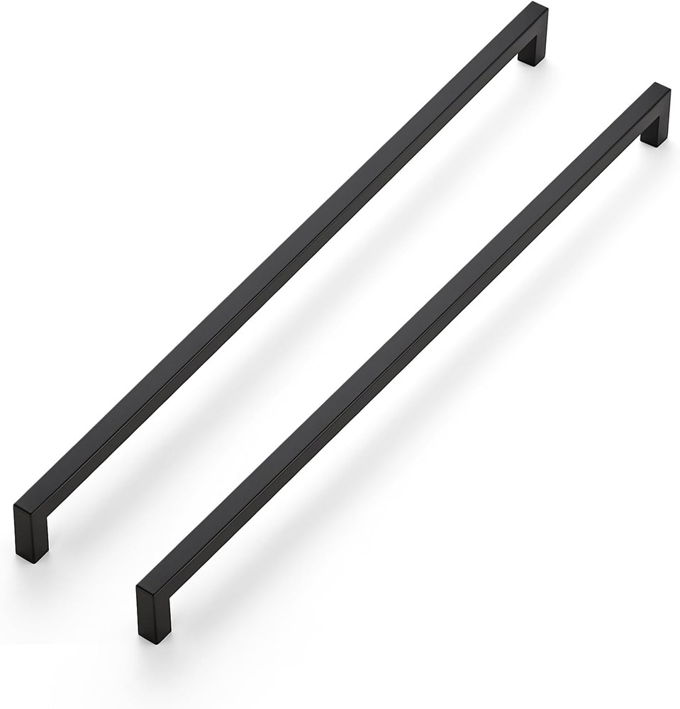 10 Pack Cabinet Handles, Black Cabinet Pulls, 18 Inch Kitchen Closet Handles Squ