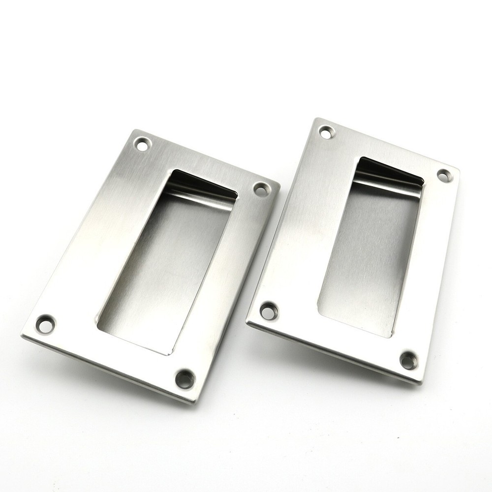 2 Pack Sliding Closet Door Handles Stainless Steel Square Flush Pulls 3.2in