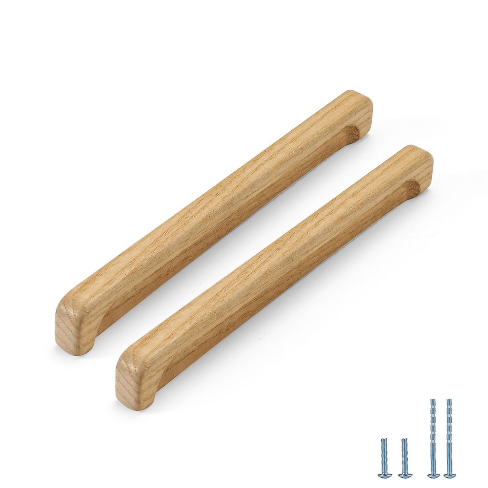 8 PCS 5.04 Inch Walnut Wooden Windbreaker Door Handle Antique Style Long