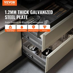 VEVOR 6 Pairs 16” Soft-Close Drawer Ball Bearing Full Extension 100 Lbs