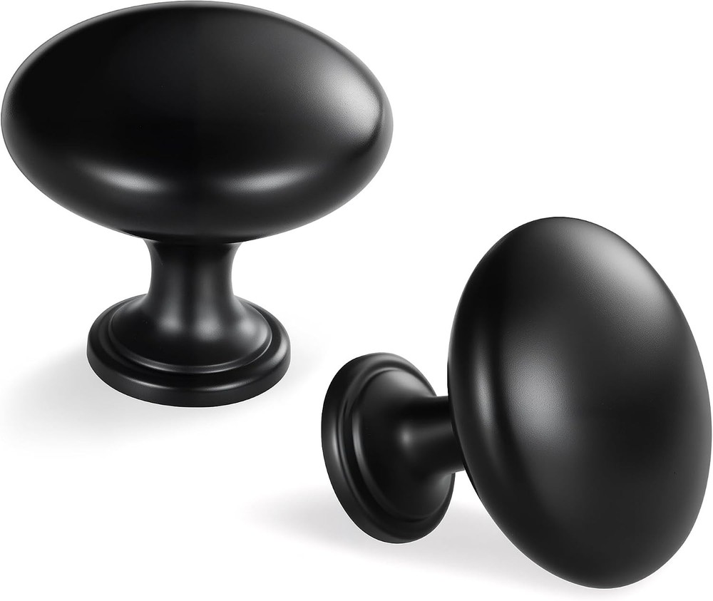 Lardmon 10 Pack Matte Black Round Cabinet Knobs 1.2″ Drawer Pulls